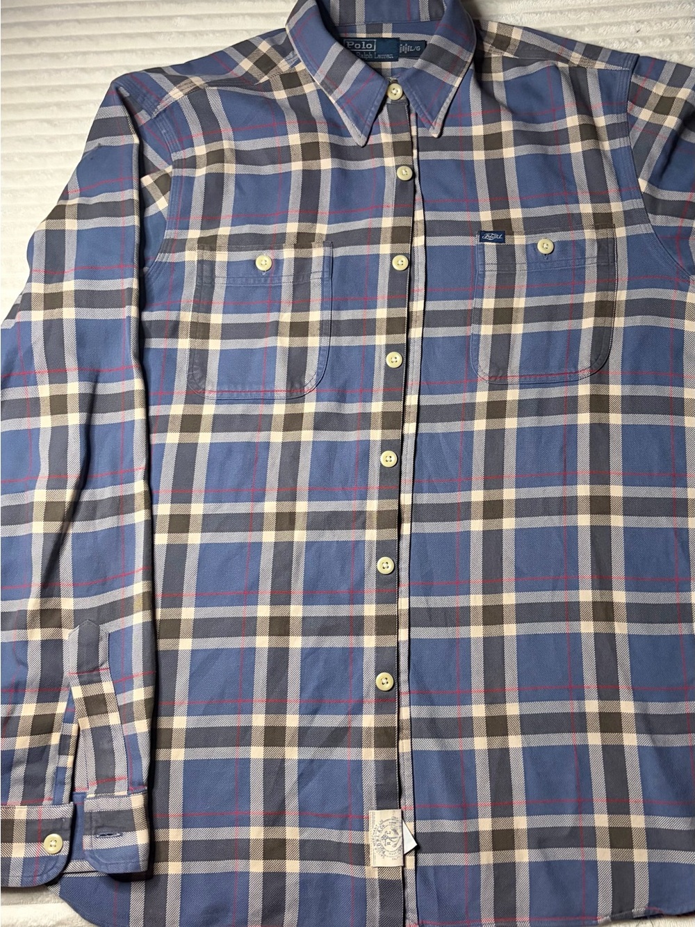 Polo Ralph Lauren Blue Gray Plaid Button-Down Shirt Sailor Merchant Ltd